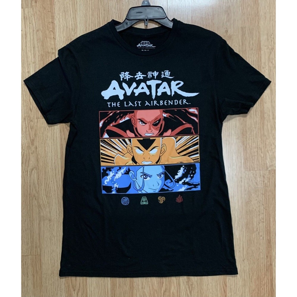 Avatar The Last Airbender Black Anime Graphic T-Shirt Size M Nickelodeon
